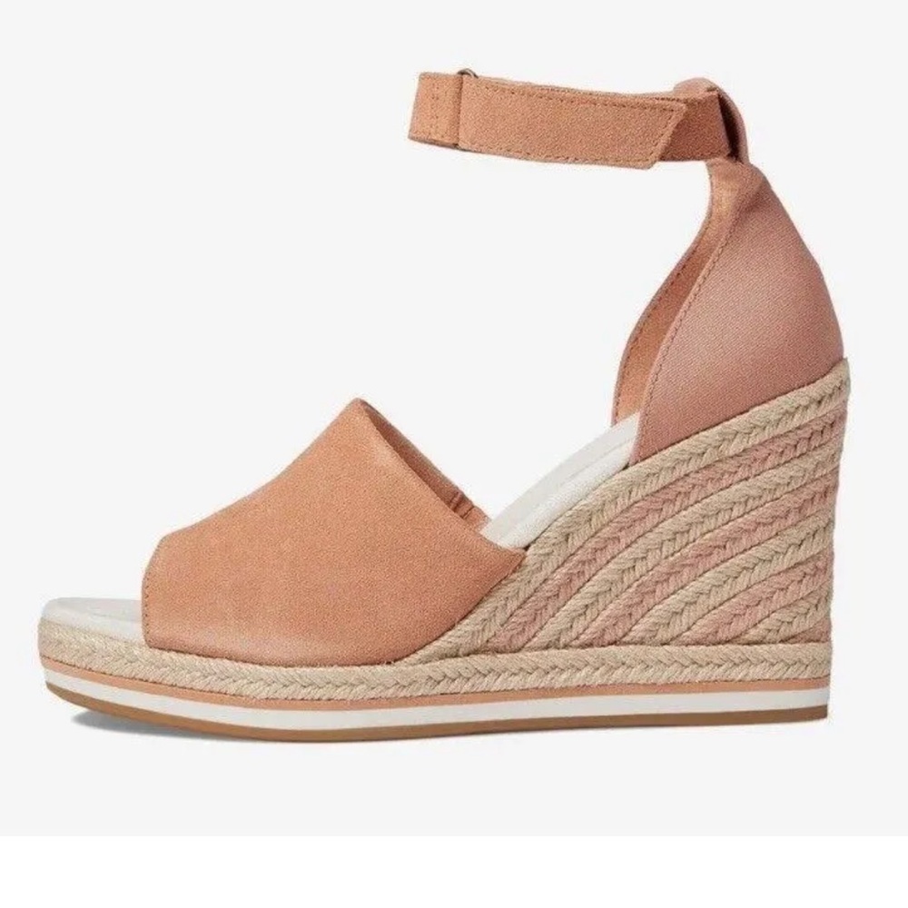 NWT Tom’s Marisol Suede Espedrille Wedge Sandals in Soft Orange Size 9